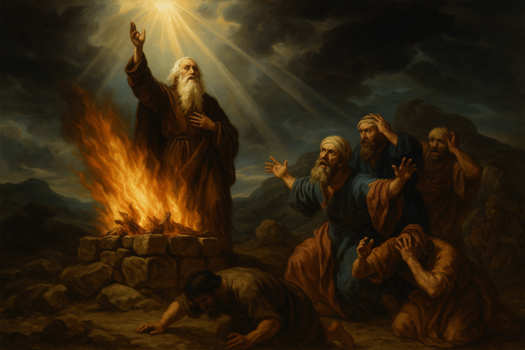 Santo Elias enfrentando os profetas de Baal no Monte Carmelo